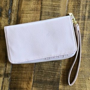 Blush Faux Leather Wristlet